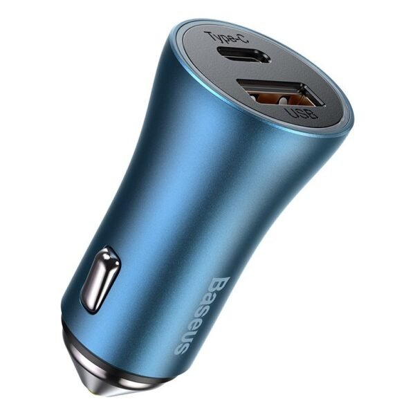 Baseus U+C 60W Golden Contactor Max Dual Fast Charger Car Charger Blue - CGJM000103 - 1 Year Warranty