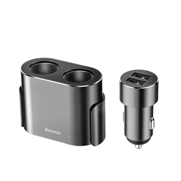 Baseus 80W High Efficiency One to Two Cigarette Lighter - Black