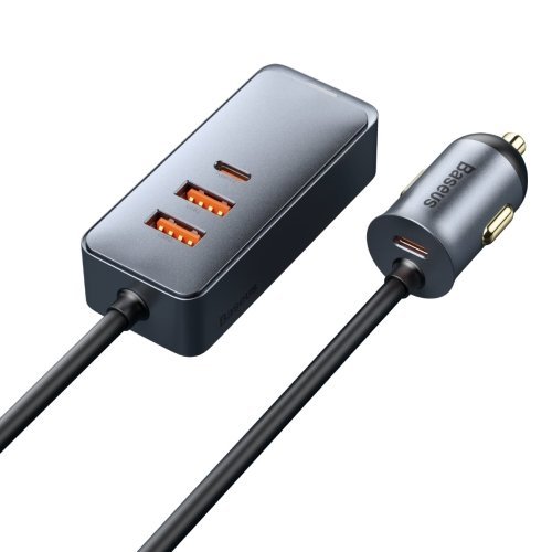 Baseus 120W Share Together  PPS Multi-port Fast Charging Car Charger With Extension Cord  - CCBT-A0G - 1 Year Warranty